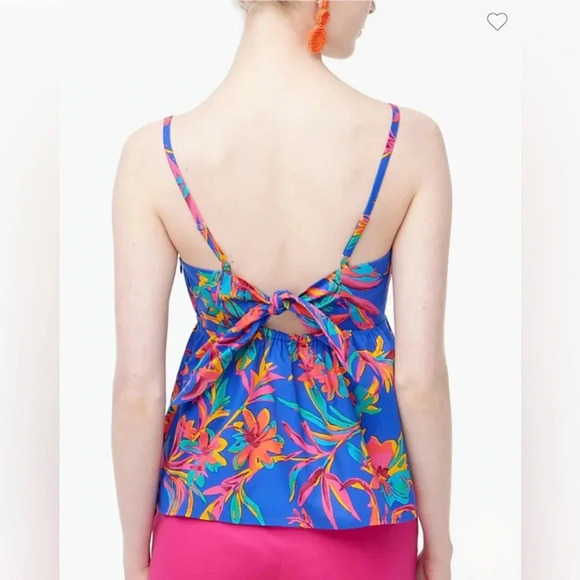 J. Crew tie-back strappy top in brilliant blue fuchsia size 0 nwt - Picture 6 of 7